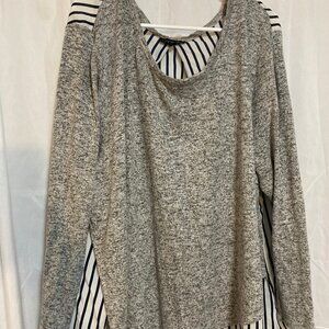 NWOT Lane Bryant 22/24 Solid and Stripe blouse